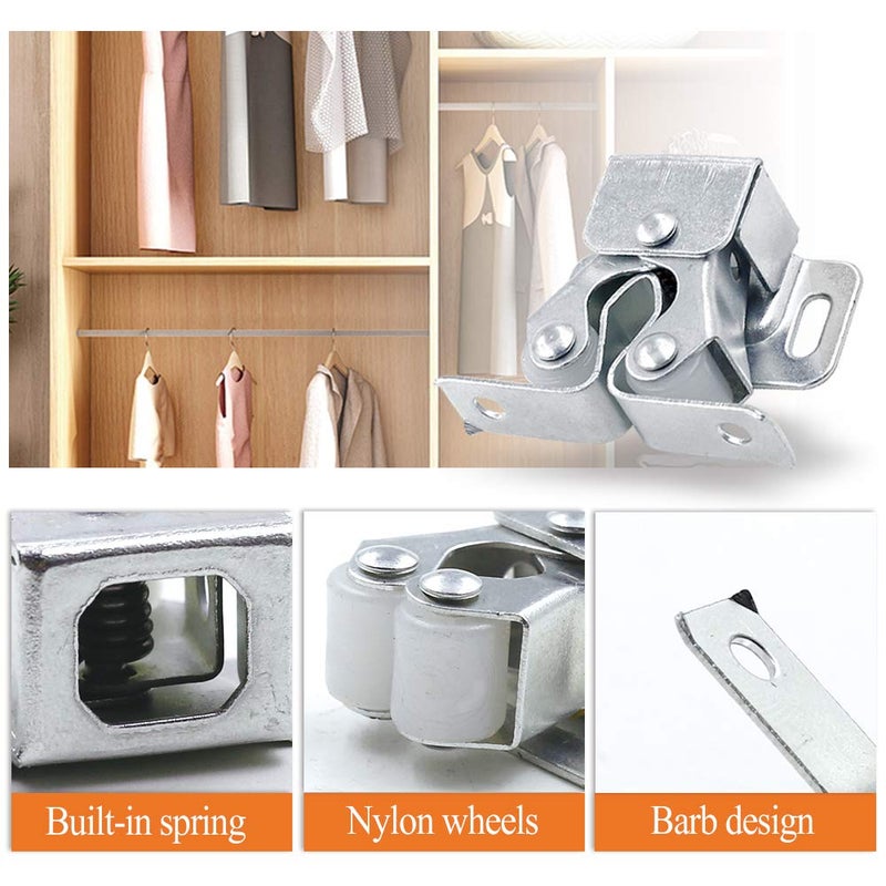Luomorgo 24 Pack Double Roller Catch Cabinet Latches with Spear Strike for Cupboard Closet Door, Silver - Image 4